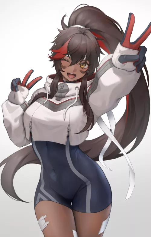 Juliette giving the peace sign by LafterMastr