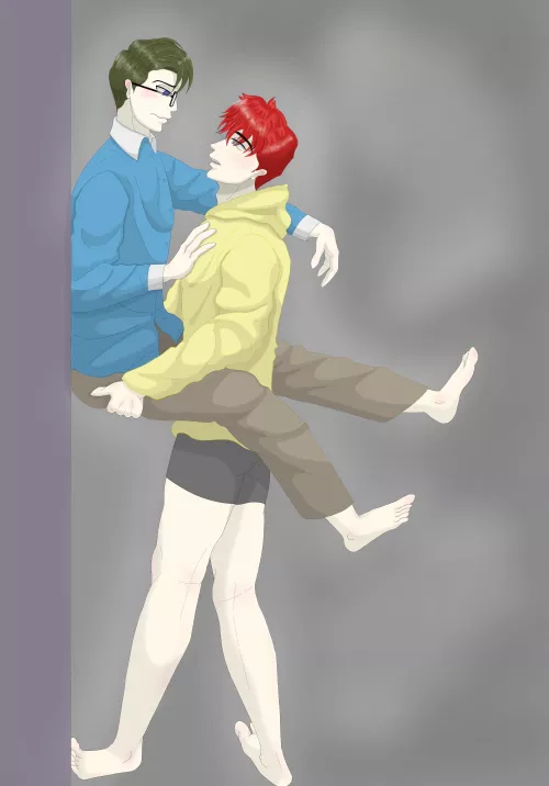 [Original] My first attempt at Yaoi art (or art in general). I'm still learning to draw. The characters are my original. by FforFujoshi