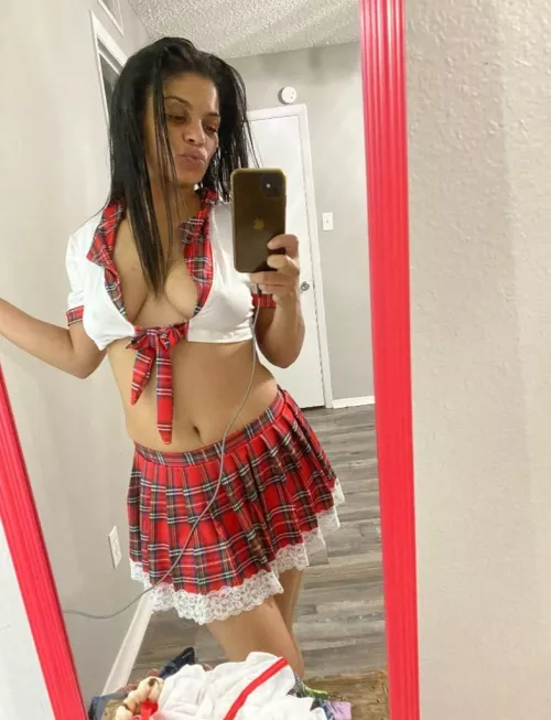 Your favourite ebony schoolgirl just tells you hi..☺️ by emmvixen