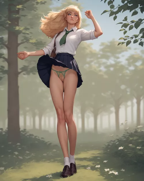 Daphne Greengrass takes a walk on a windy day. by livingdread