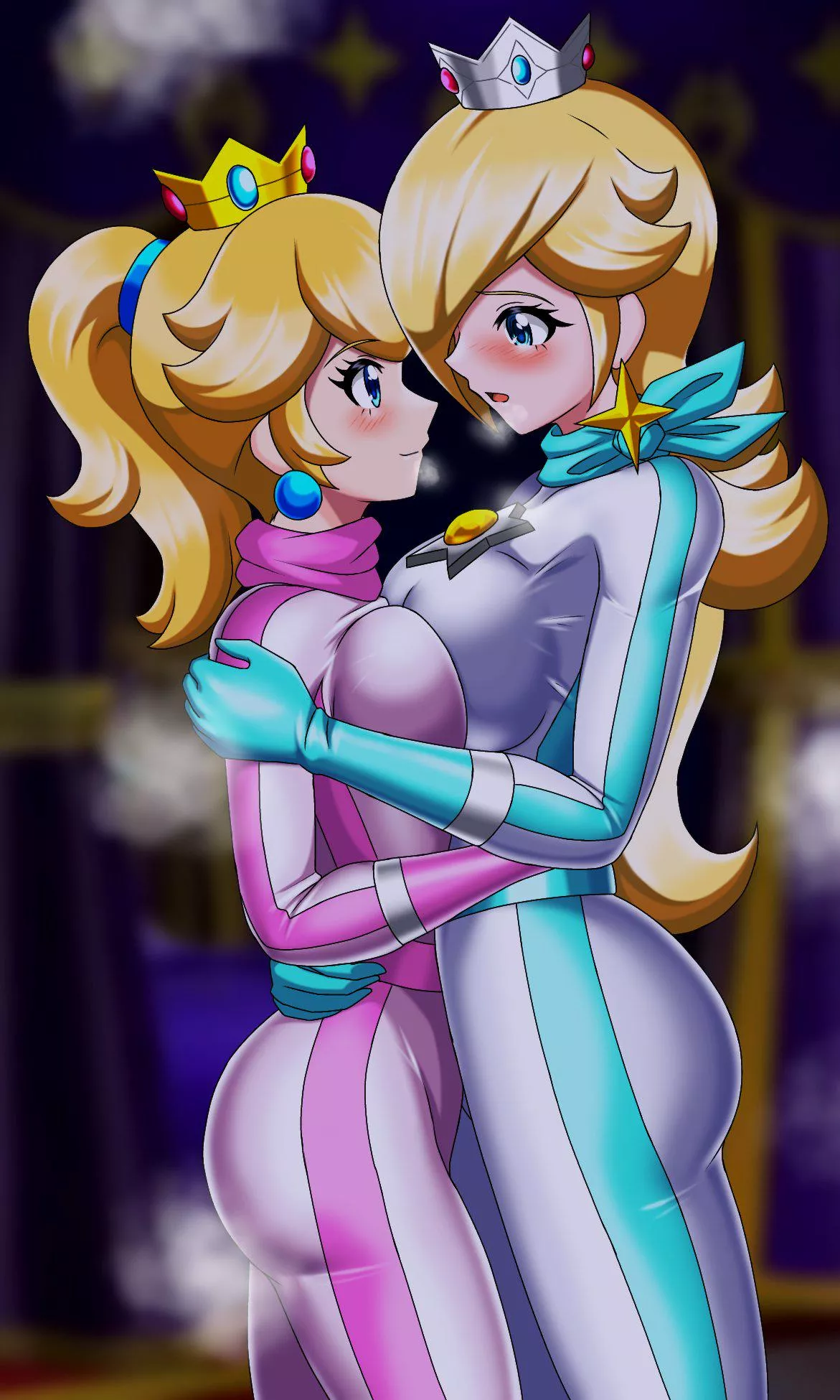 Peach & Rosalina hugging it out posted by LafterMastr