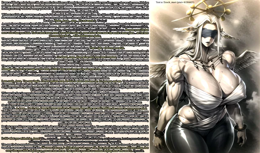 An angel come to help a good man with love [Emotional support] [Creampie] [cuddles] [Happy ending] [muscle girl] [Commission] | Art AI generated by Zench_mart