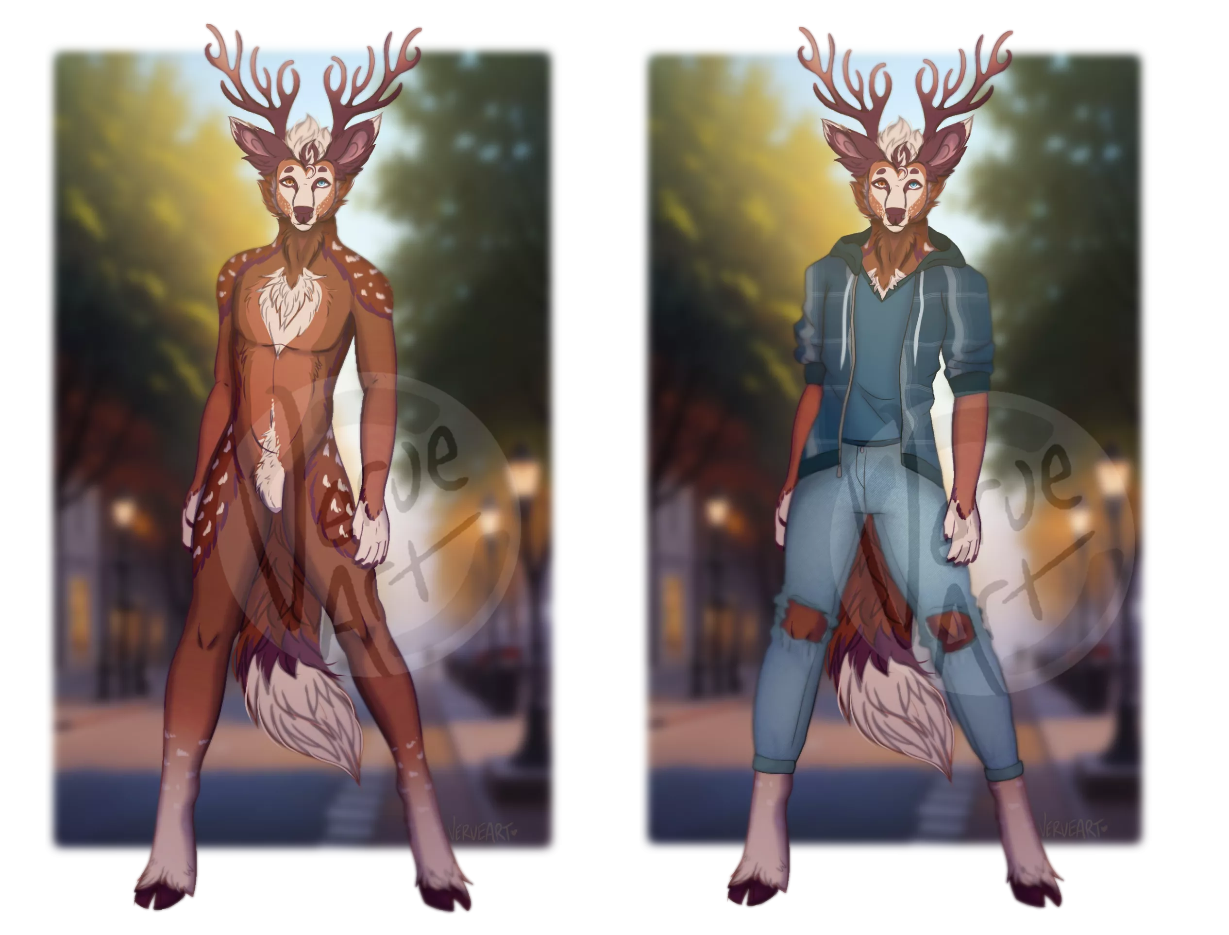 Jeremy the Wolf Deer: Commission (done by me: VerveArt) posted by Anim0ski