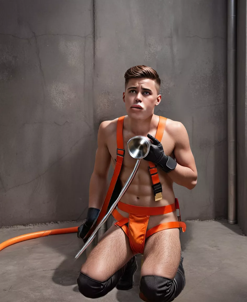 Plumber's Apprentice (Funnel Gag gag) Dean wasn't sure about the first day in his new job. Sure, he loved the uniform ... but he wasn't sure about the toilet arrangements 🤷‍♂️ #gay #gayart #kink #kinkart #gaylove #fetish #rubber #latex #fetis posted by BitsofBent