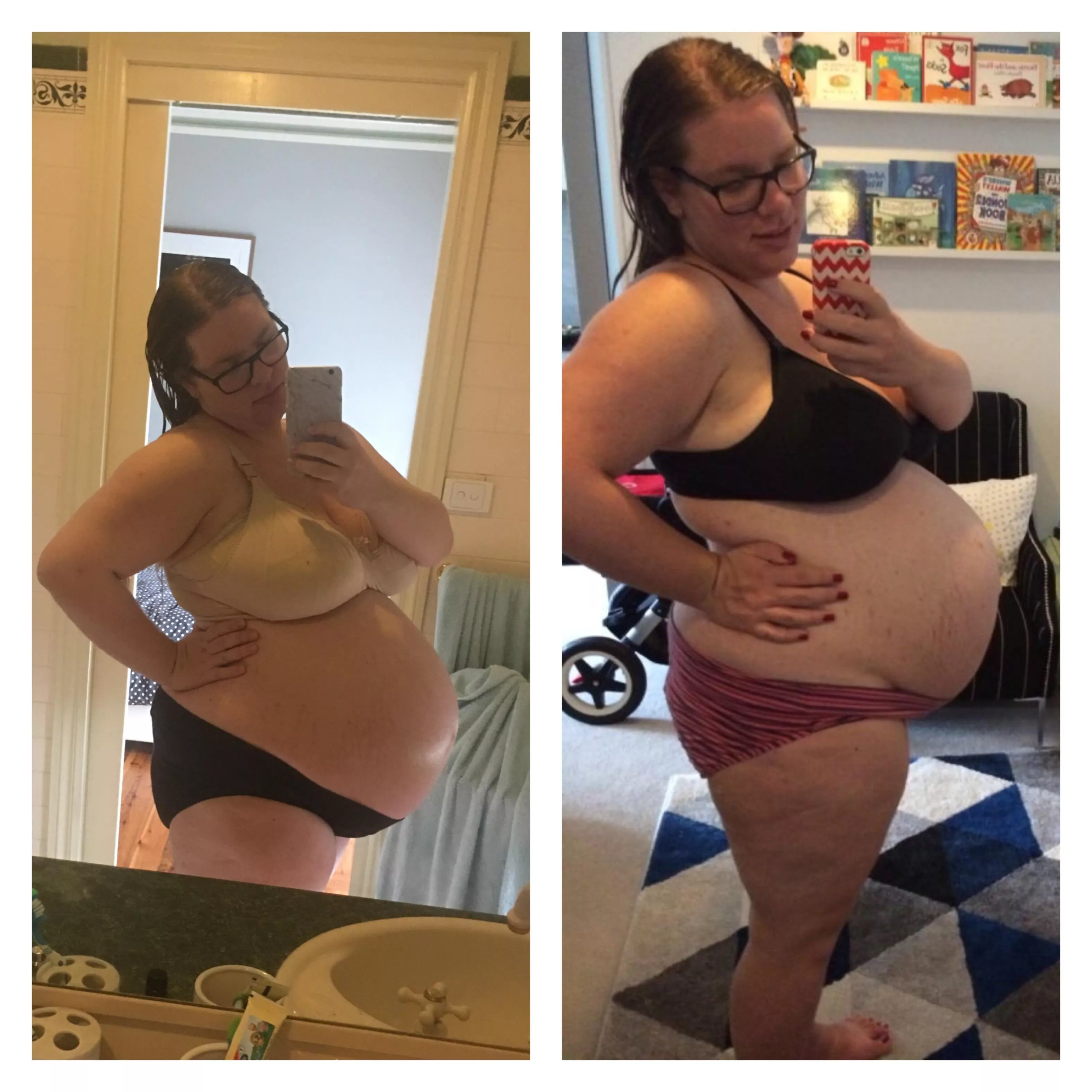2nd v 1st pregnancy  comparison… I got so big with my second  posted by Hayleycurvy