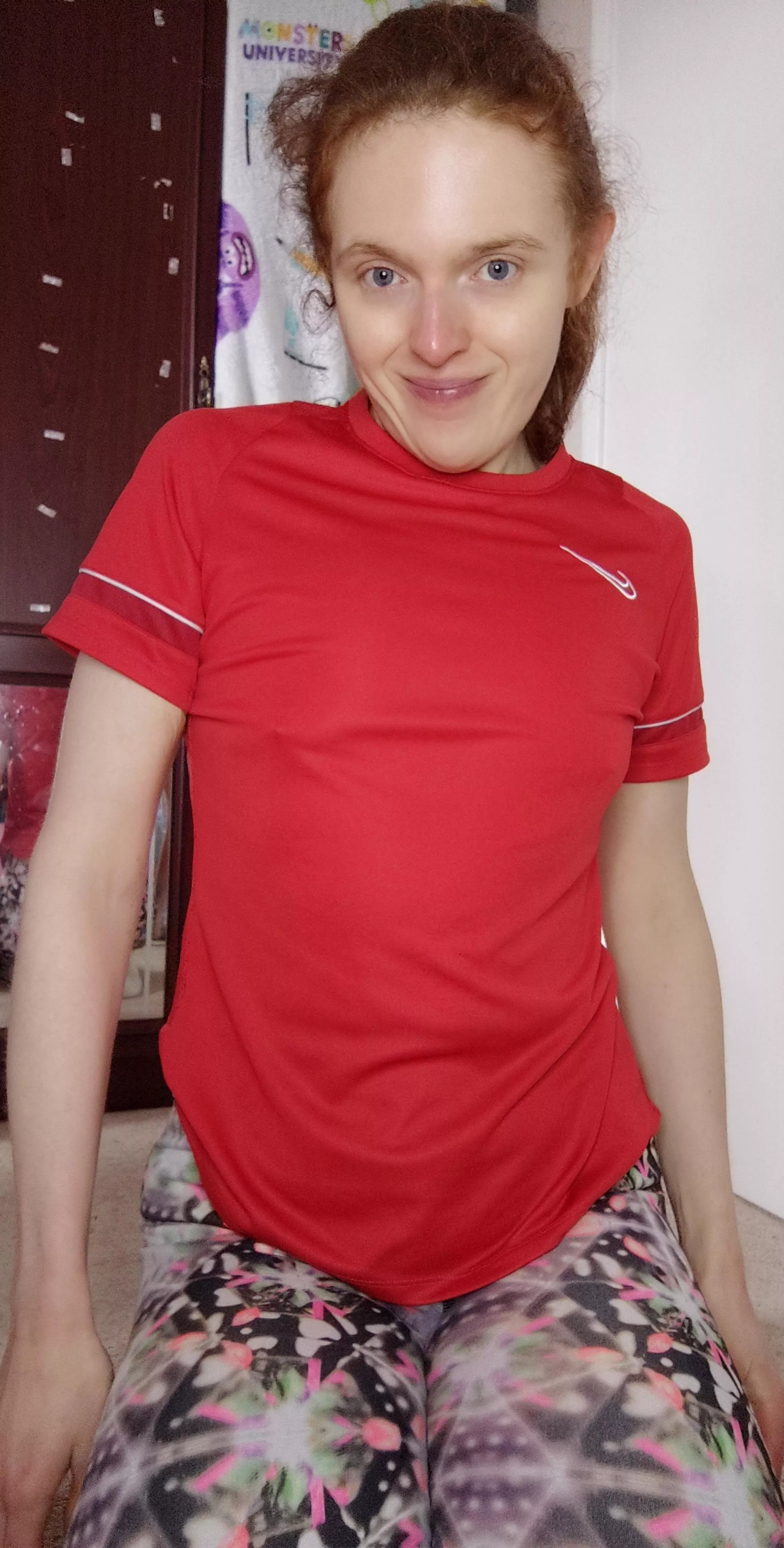A redhead in a red gym shirt is sexy  posted by Hot-Campaign3260