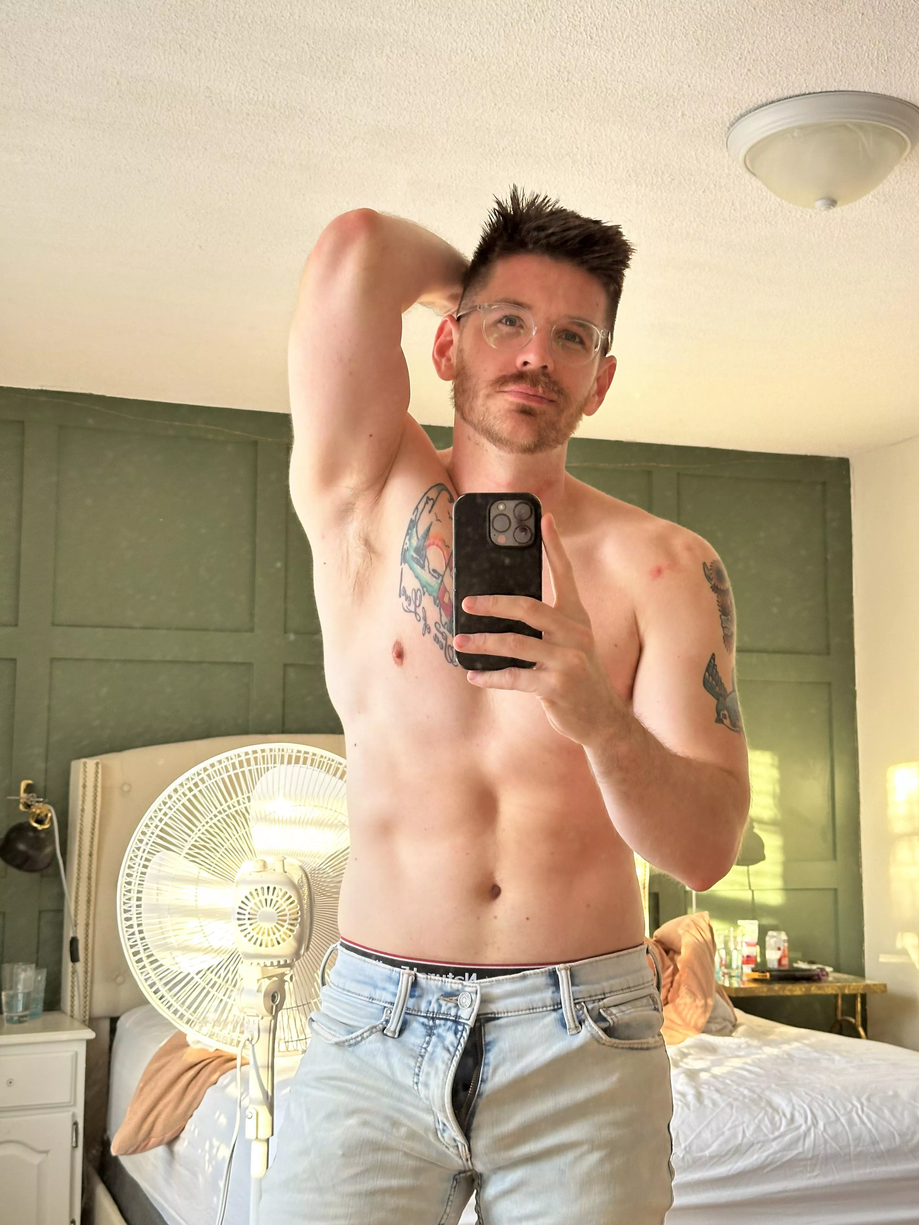 Hope you don’t mind me working topless today… posted by Cambhubby89