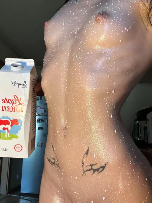 My skinny body with mik on it ,but it will look much better if these are your cum [f] by Cute_Maria_2005