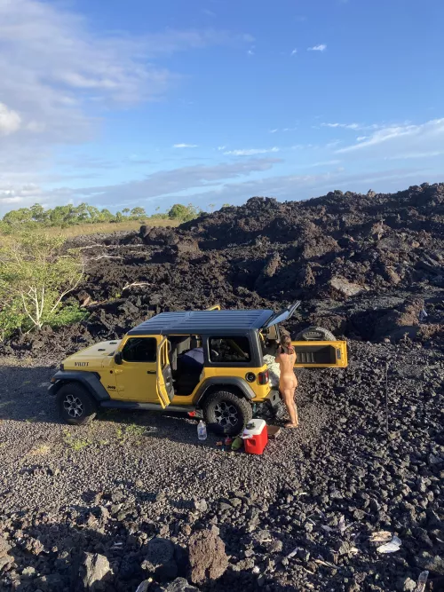 Naked camping on a lava flow by DirtyDesertCowgirl