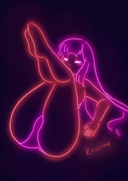 Neon lineart thighs  by Strawberrybunnytime