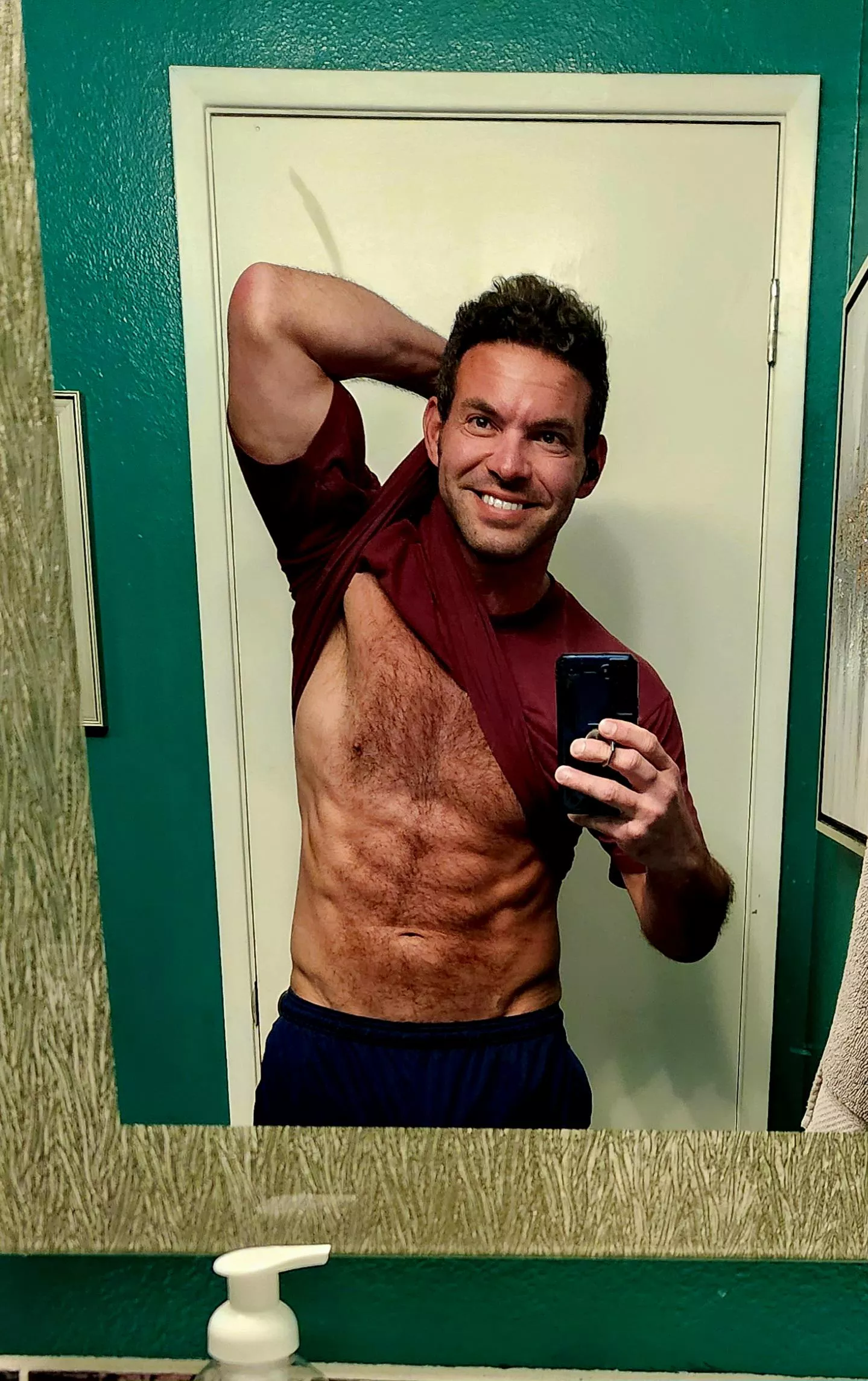 42 dad of twins. I'm always tired. Bed head and didn't shave.  posted by BlueBallsBlueBalls