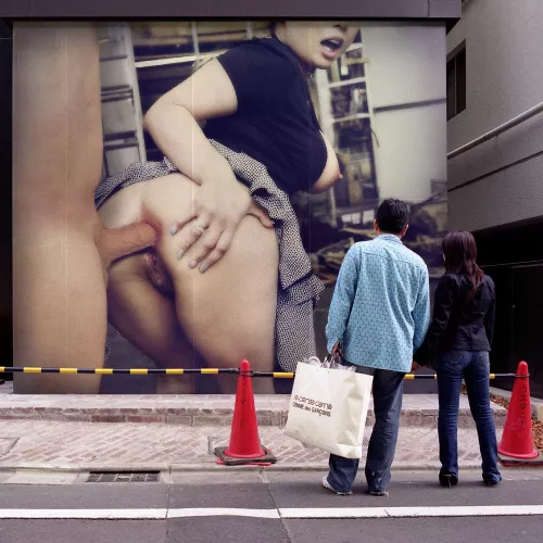 I wonder what they think as they walk by this billboard of my friend and I, enjoying the morning. by FunFellow100