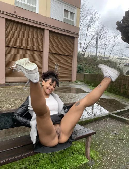 Someone climbs onto the bench with their feet, and I do the opposite by Bawdycollect715