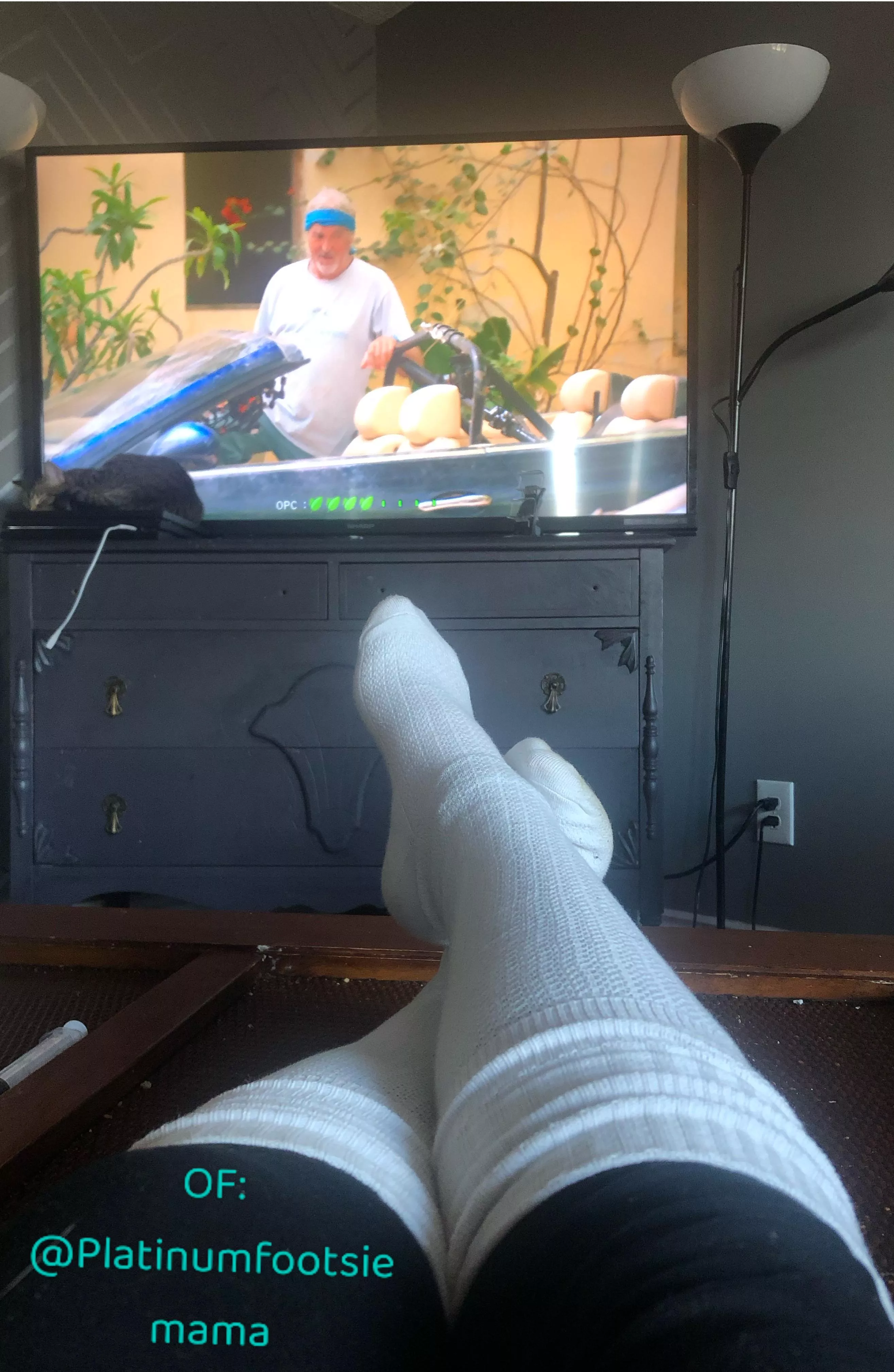Tv and Knee Highs is the perfect combo posted by Platinumfootsiemama