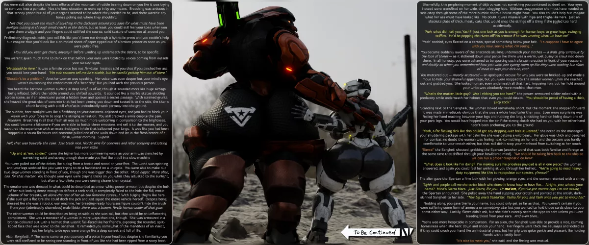 [FFxM] Stuck in the Middle with Them [Teaser Caption] [Halo] [Sangheilli] [Spartan] [FFM] [Threesome] [Amazons] [Size Difference] [Sci-Fi] [Human'd] [Femdom & Maledom] by BasedDoggoCaptions