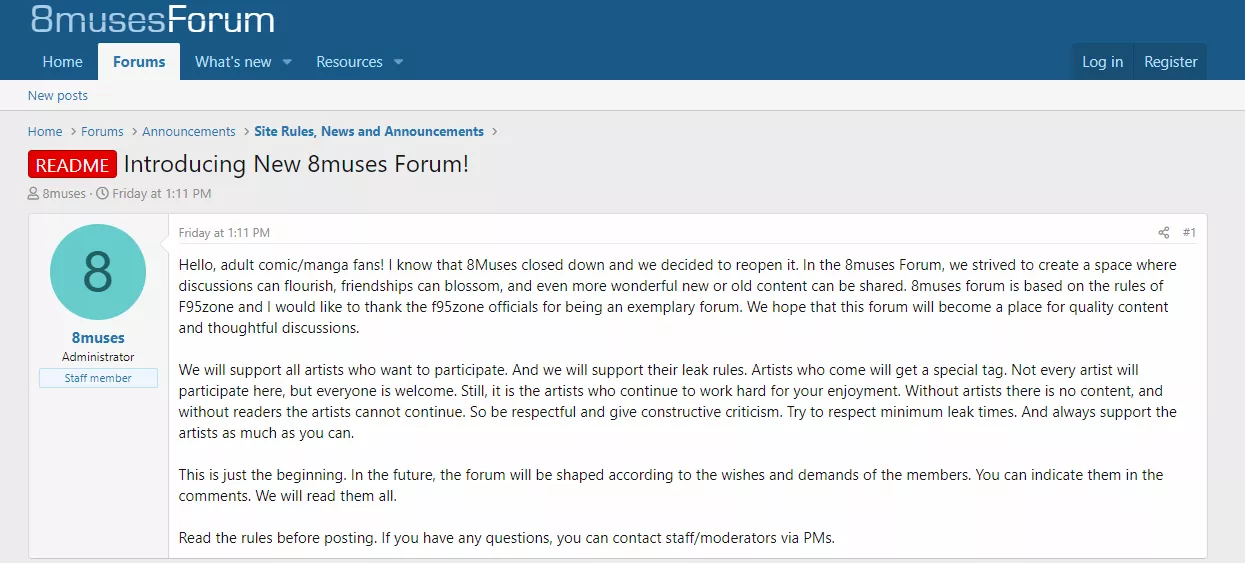 New 8muses forum  posted by AdministrationEast2