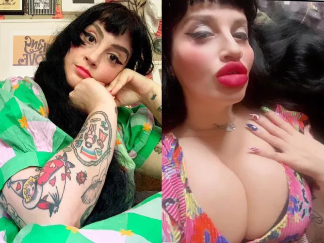 2022 sad, self conscious at an all time low and a lost. Vs. 2024 glowing with happiness, embracing my figure and love my big juicy bimbo pout. Confident and happy 🩷 by jassbusters