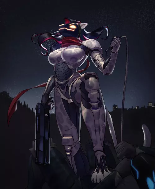 Commission of my sona, Diana, nabbing a bounty (Art by u/ErosDeLune) by Garden-0f-Evelyn