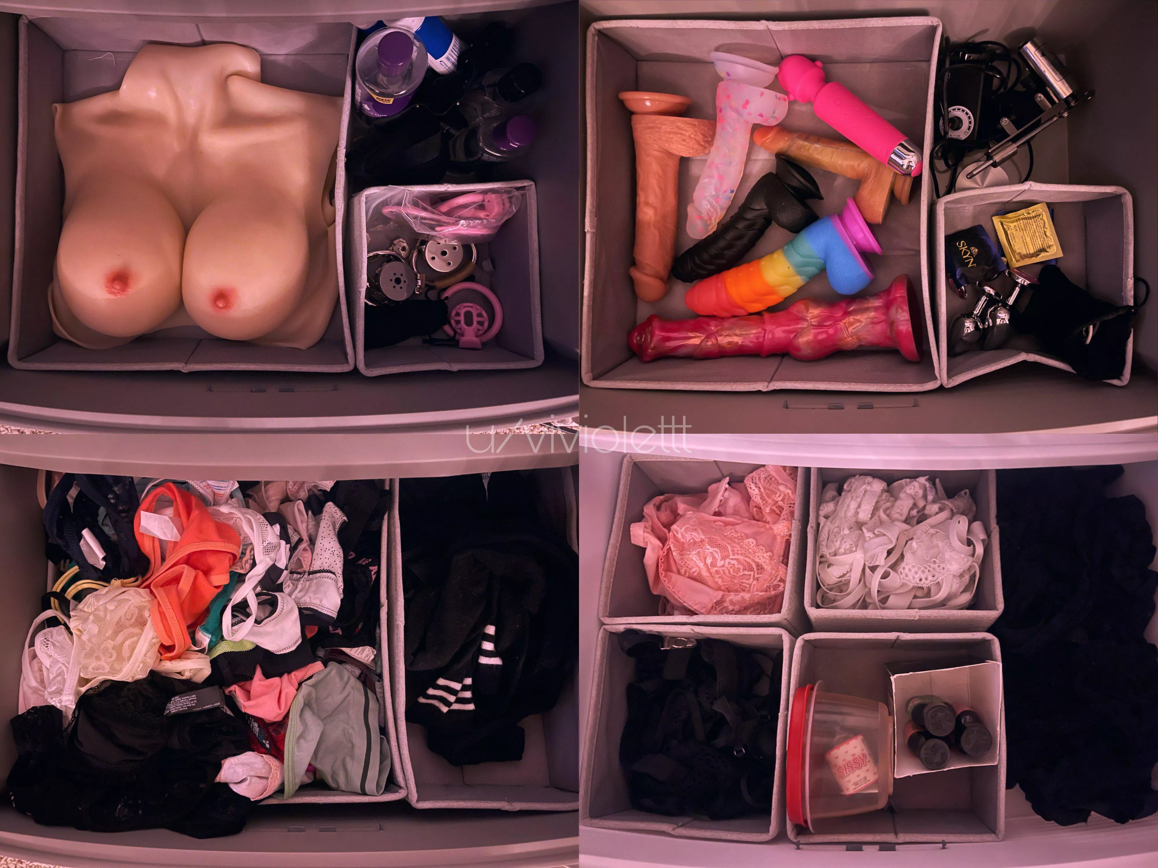 Finally got the courage to get an organizer for my sissy stuff! I didn't know I had so much 😳 posted by Viviolettt
