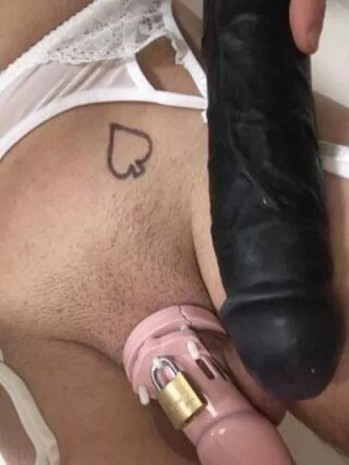 Caged clitty n Big black dildo by fanslyBlackedCherry