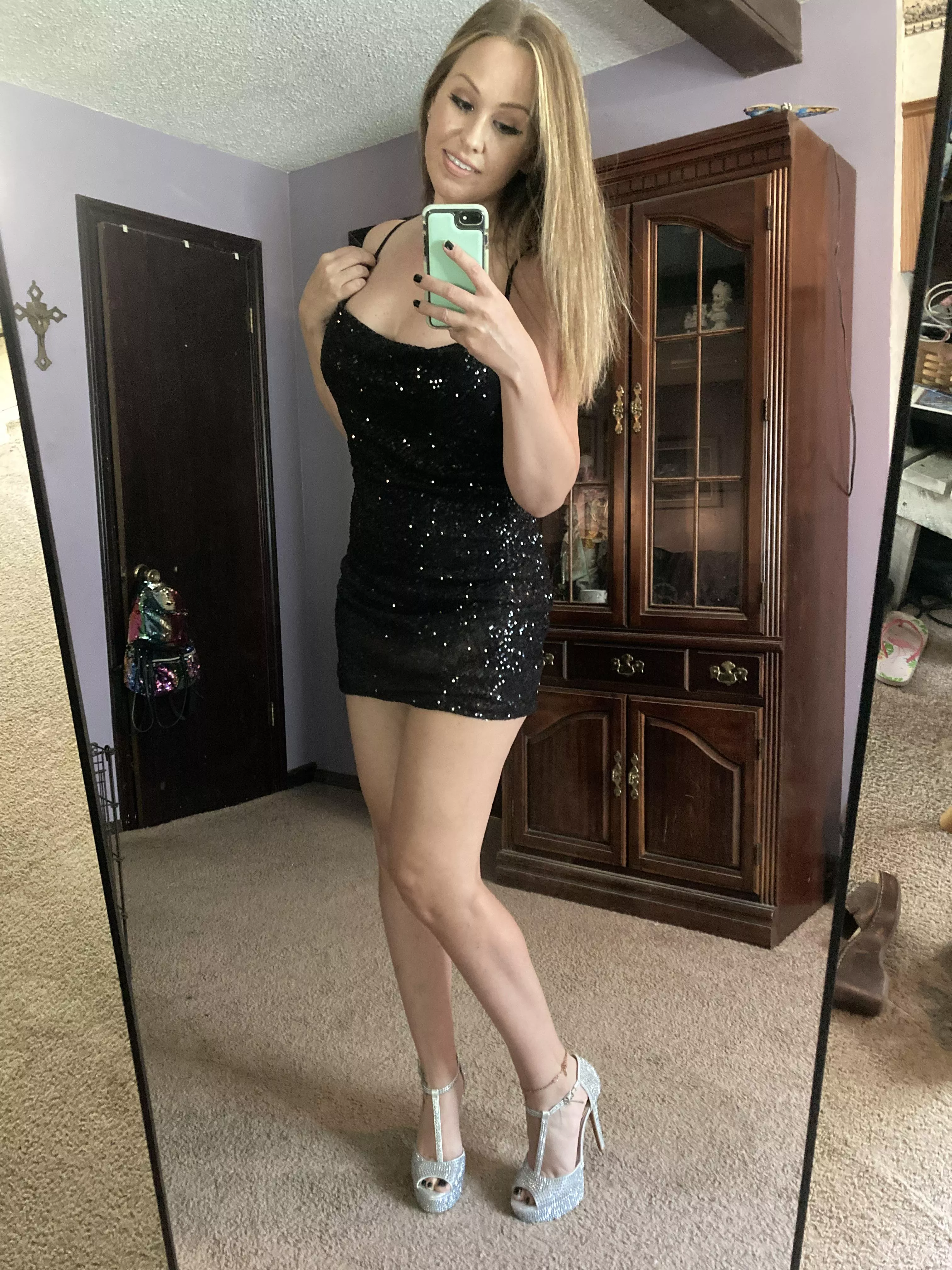 I feel super sexy in this sequin dress & heels posted by cheriiirob777