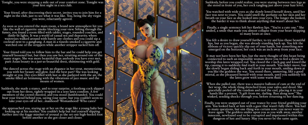 The sighting of a futa goddess [story] [gender neutral POV] [futa dancer] [blowjob] [slight hypnosis/trance] [corruption] by Sir-M-Oxlong