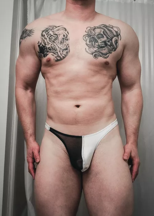 White with half black mesh pouch. by just_thongs