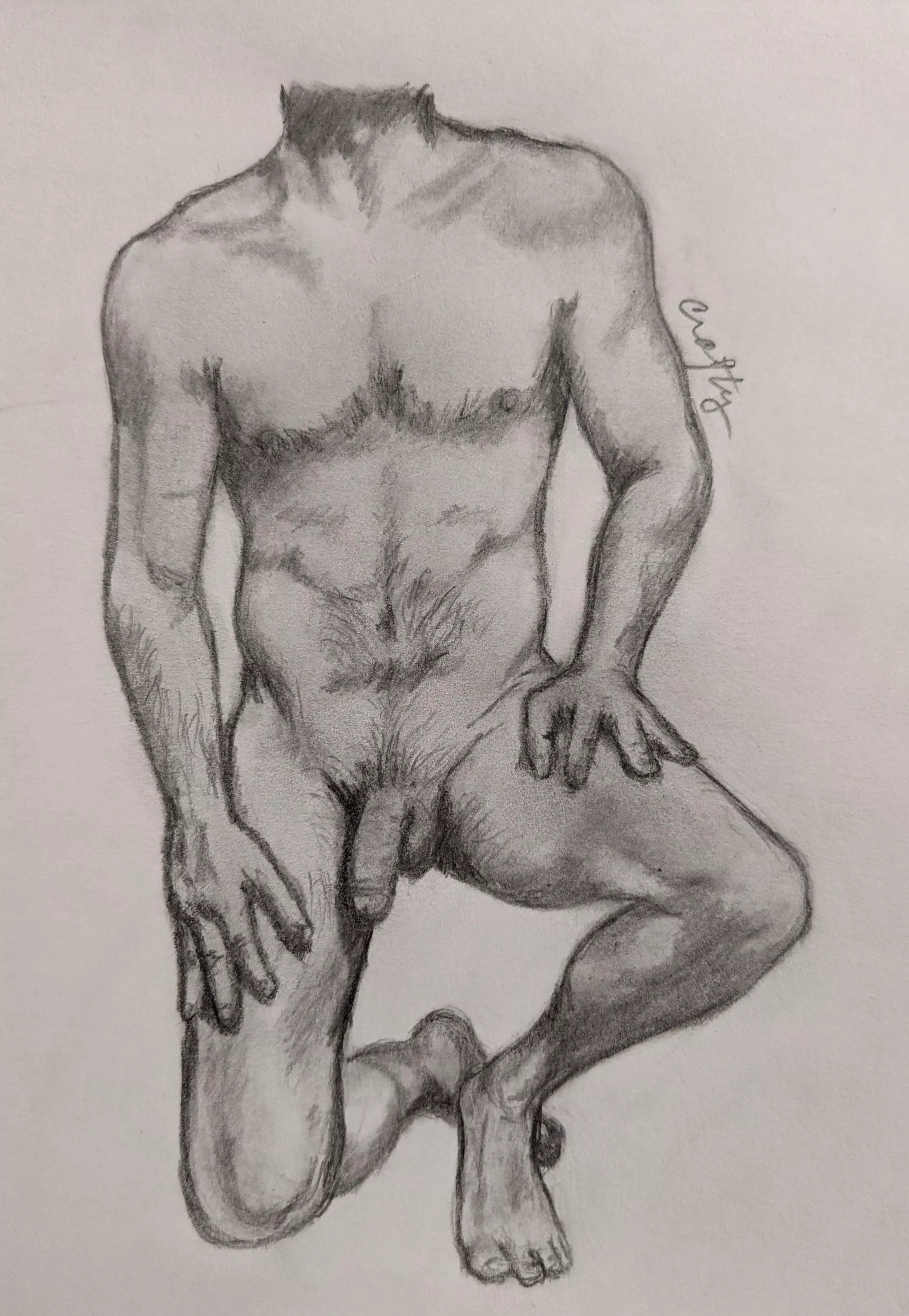 Casually dropping in: pencil drawing of u/sorta_round_3 posted by Crafty510