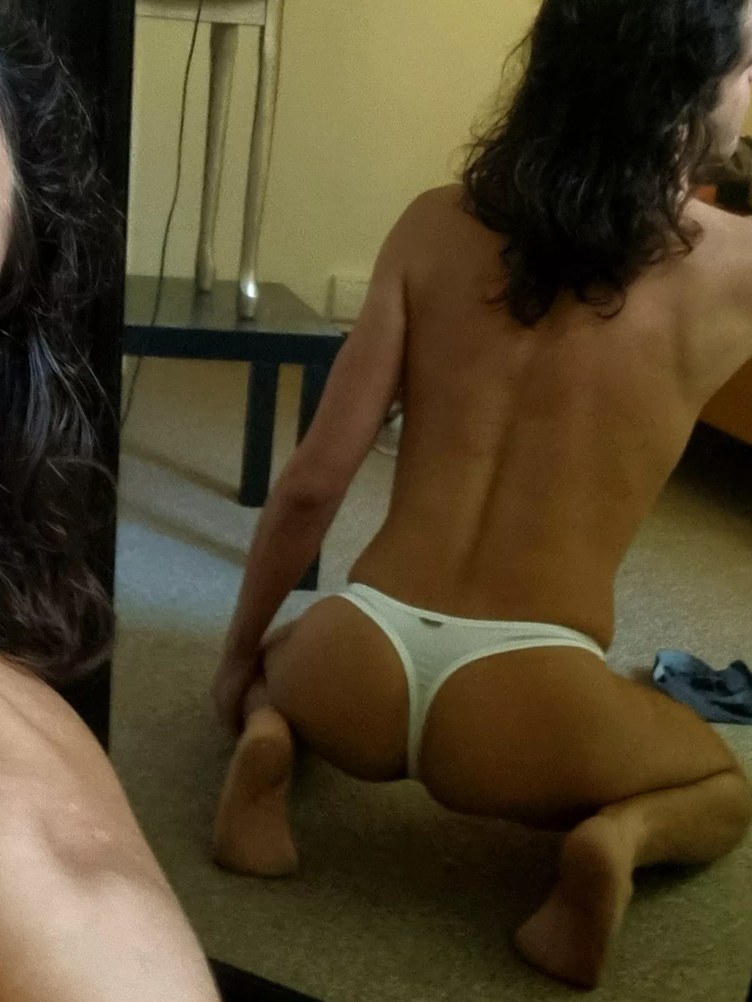 I prefer black thongs, but felt sexy in white today.  posted by kodi_may