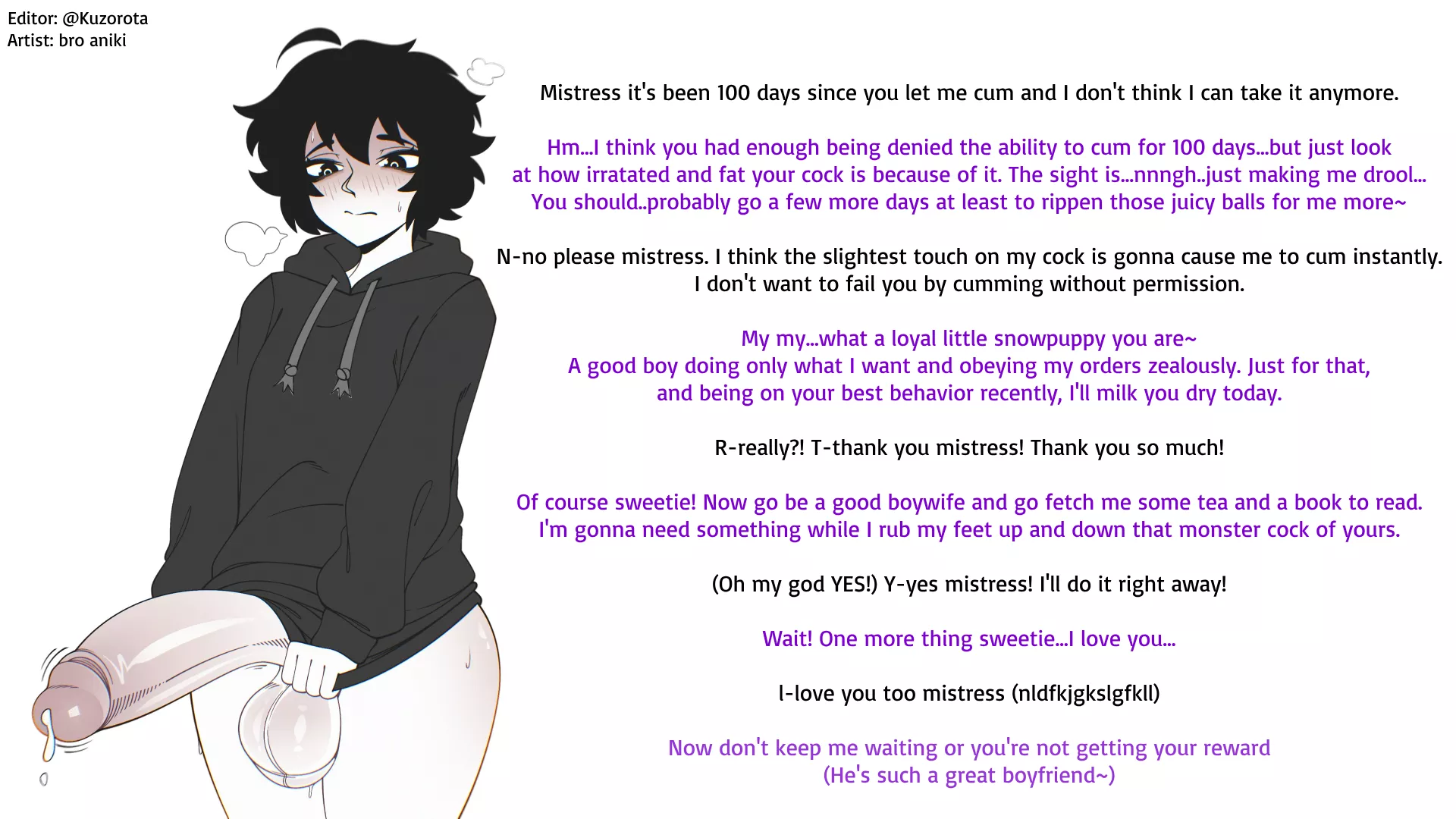 100 Days of Cum Denial [Femdom][Monster Cock][Femboy][Cum Denial][Wholesome][Precum][Conversation][Submale] posted by Kuzorota_Deviant