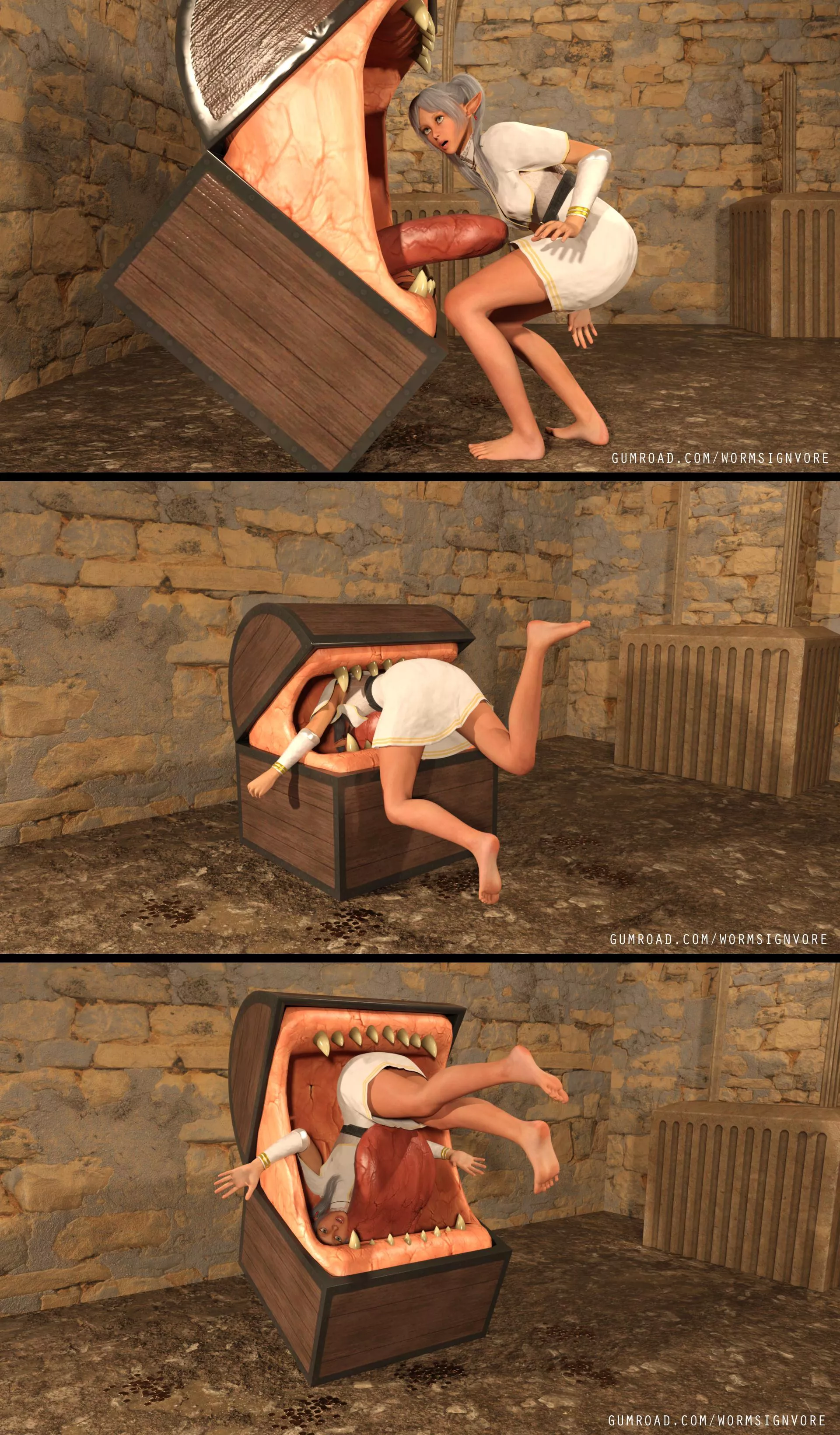 {Image} Mimic Eats Frieren(?/Mimic)(F/Elf)(Soft)(Oral)(unwilling)(nsfw)(OC: WormsignVore Animations) posted by WormsignVore