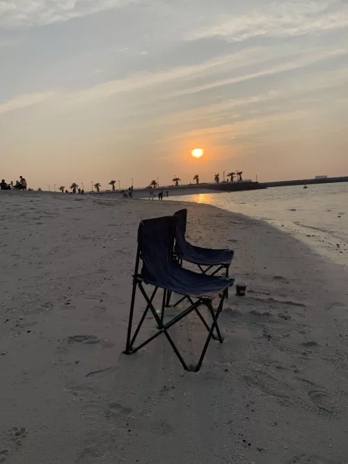 Soaking up the serenity of Mamzar Beach as the sun dips below the horizon. ✨ #evening #mamzarbeach #trendingnow #malayalamvibe #malayalamsong #vaikunneram by KeralaToCosmos