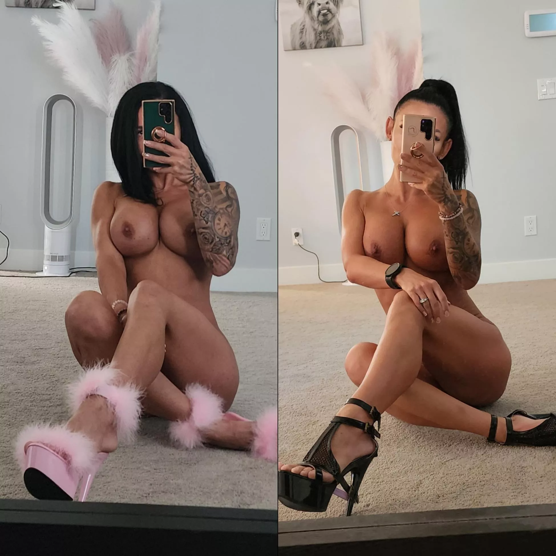 Can't decide which heels to get fucked in tonight  posted by HisExoticVixen