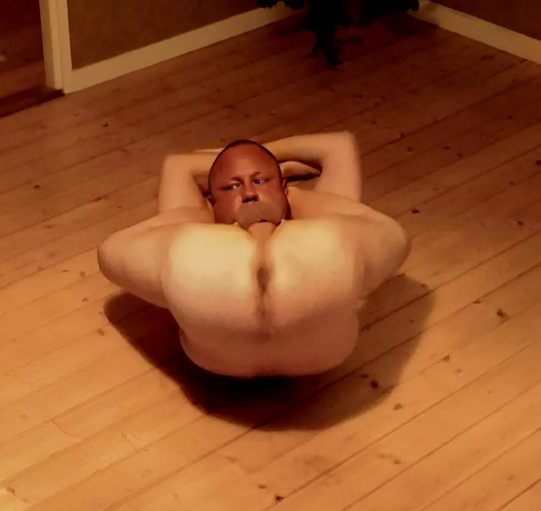 Folded up into a small ball of shithole, cock and feet.. (35). posted by ContortedOne