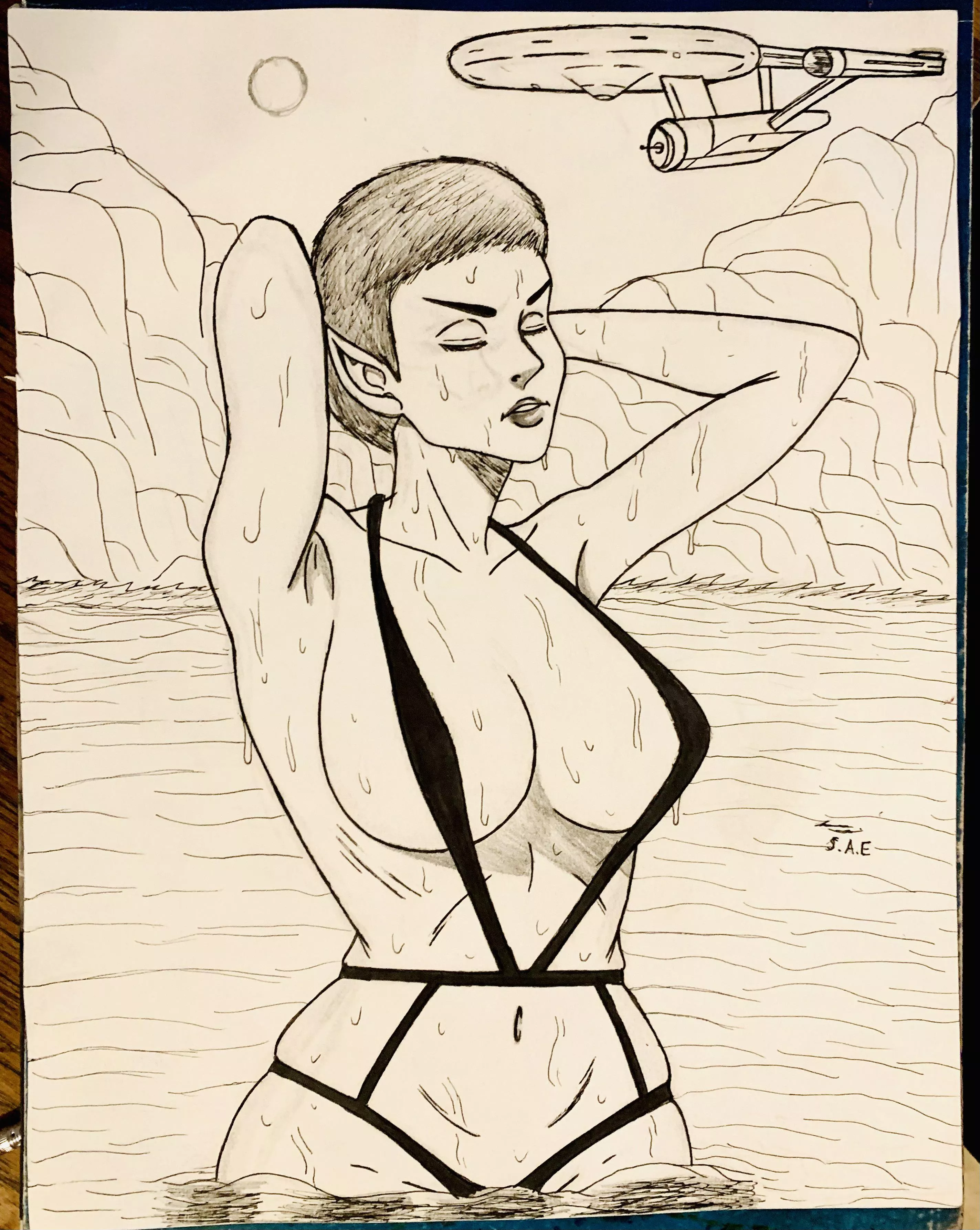 Hey everyone how’s my drawing of a Vulcan from Star Trek. posted by ArtsForever