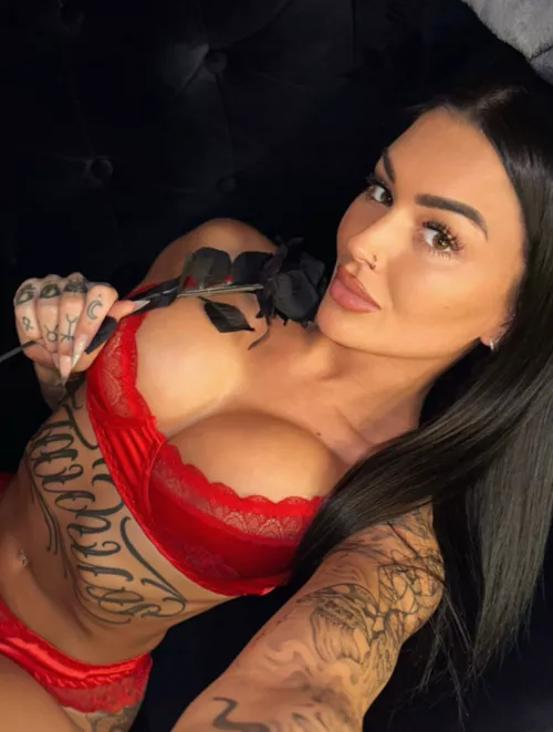Red lingerie with tats, name a better combo by BlaziQBennett7G