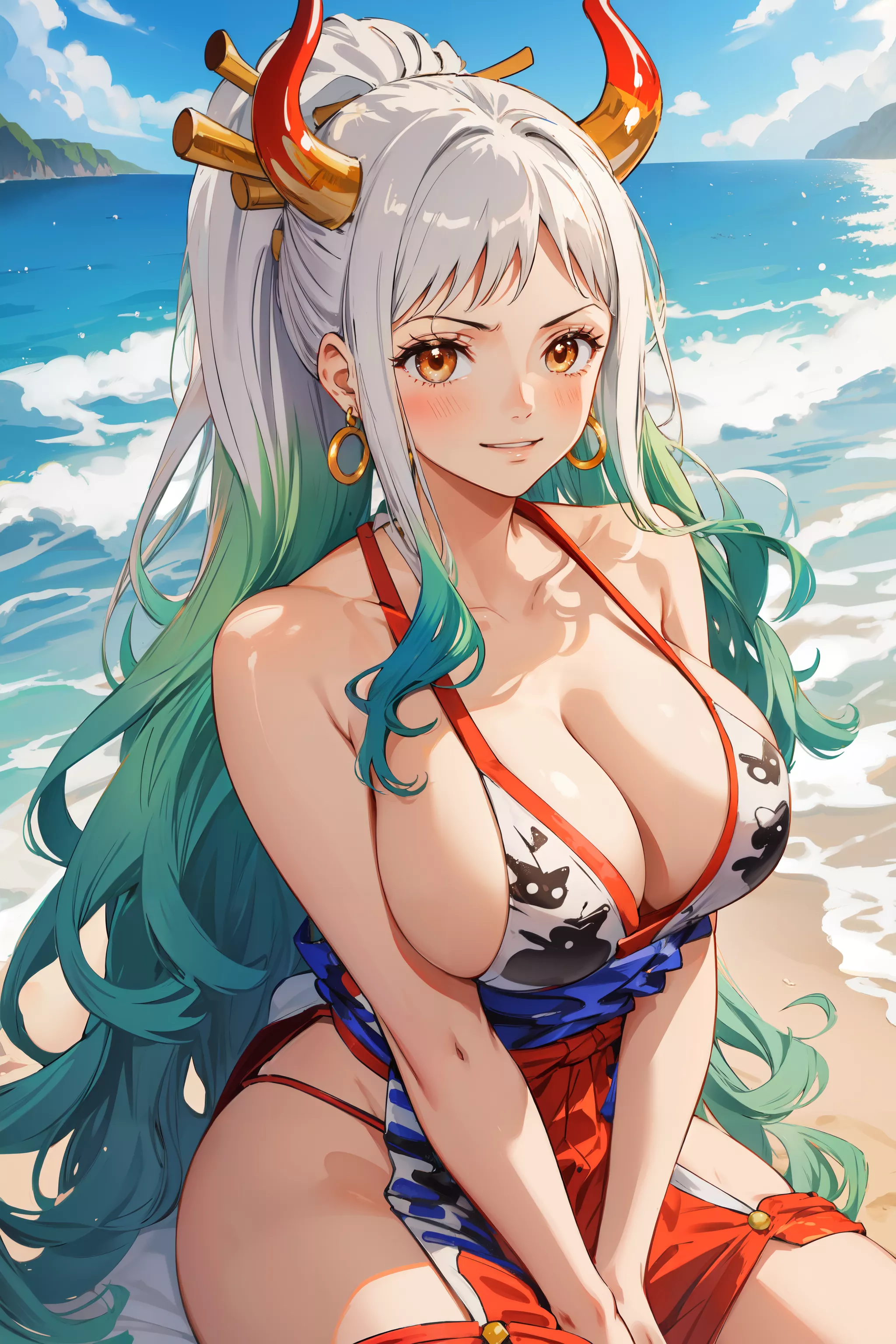 Yamato on the beach [AI] posted by jionem2