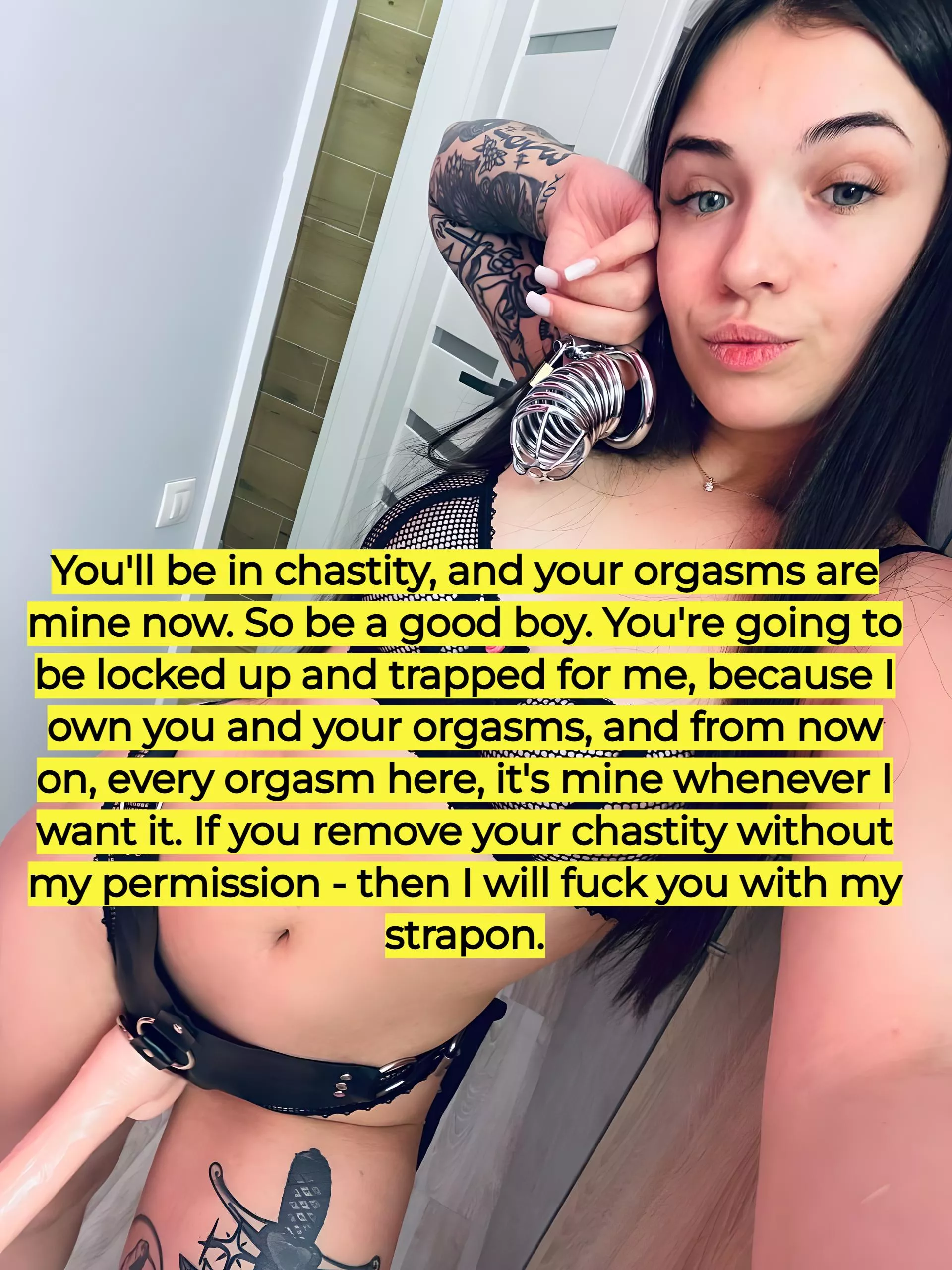 You'll be in chastity, and your orgasms are mine now. Will you be an obedient boy? posted by annasmilee-milf