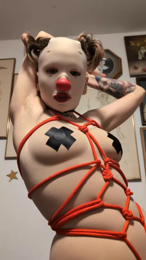 A pretty basic shibari self tie, but I really love this image! by junkyardcryptidclown