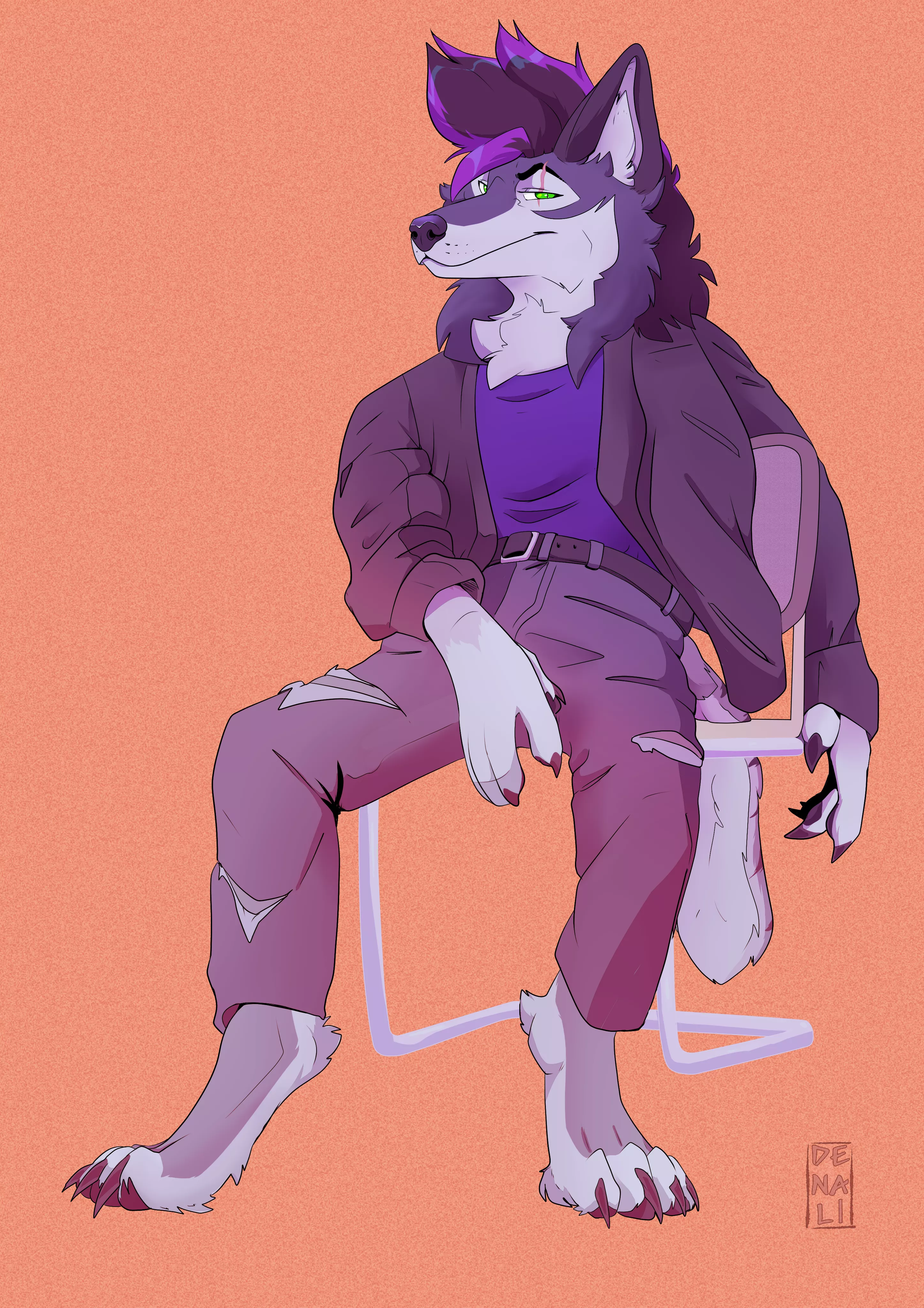He is just chilling. Art made by @denalikitten on Twitter posted by ScandicWolf