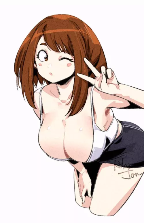 Ochako peace sign (RelaxJon) by MillionHypotheses