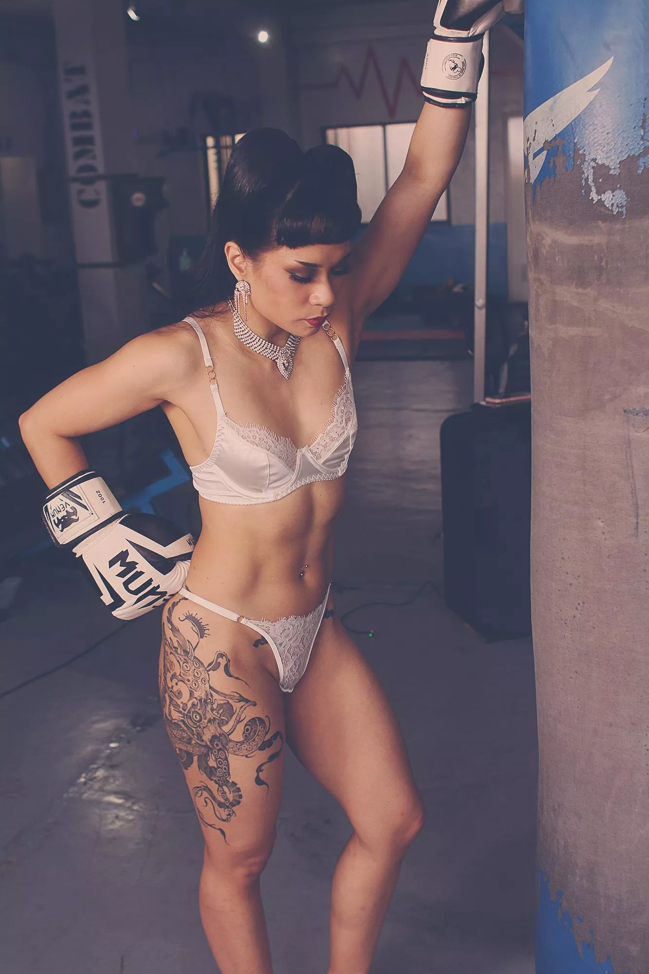 Don't you love a (F)it girl who works out in heels and lingerie? posted by Madame-J