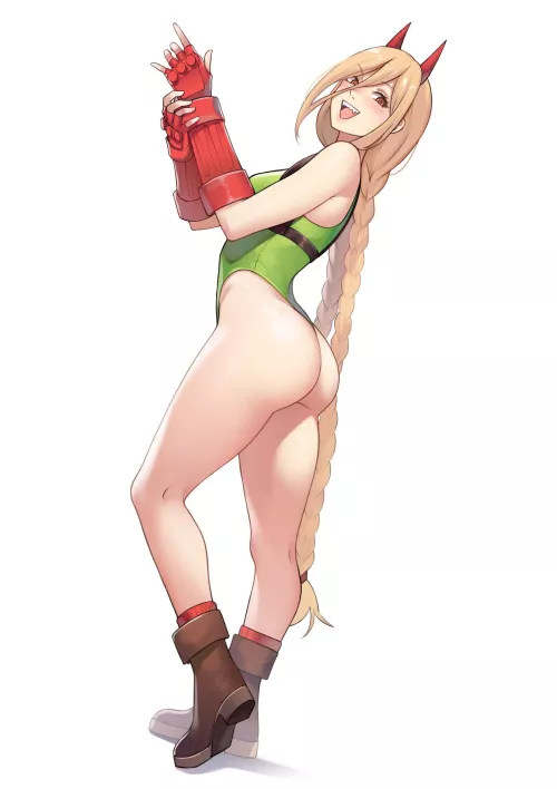 Power Showing Off Her Ass In Her One-Piece (Chainsaw Man) by Csxc