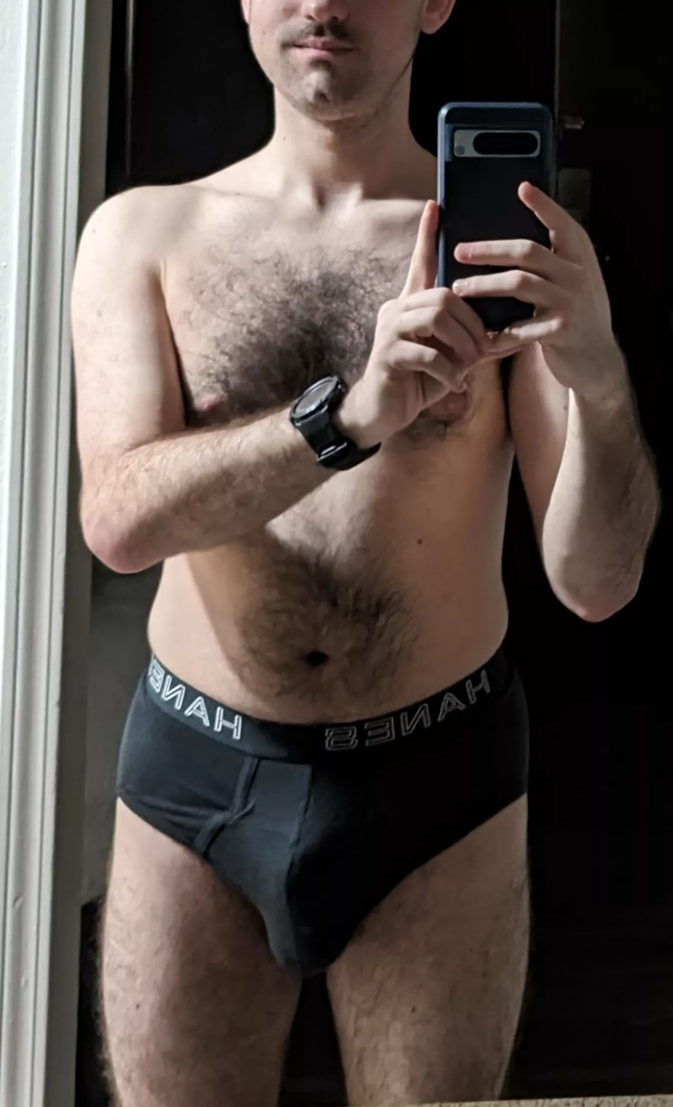 Can't sleep, so here's a selfie of me in my black briefs posted by Rod-Hard7