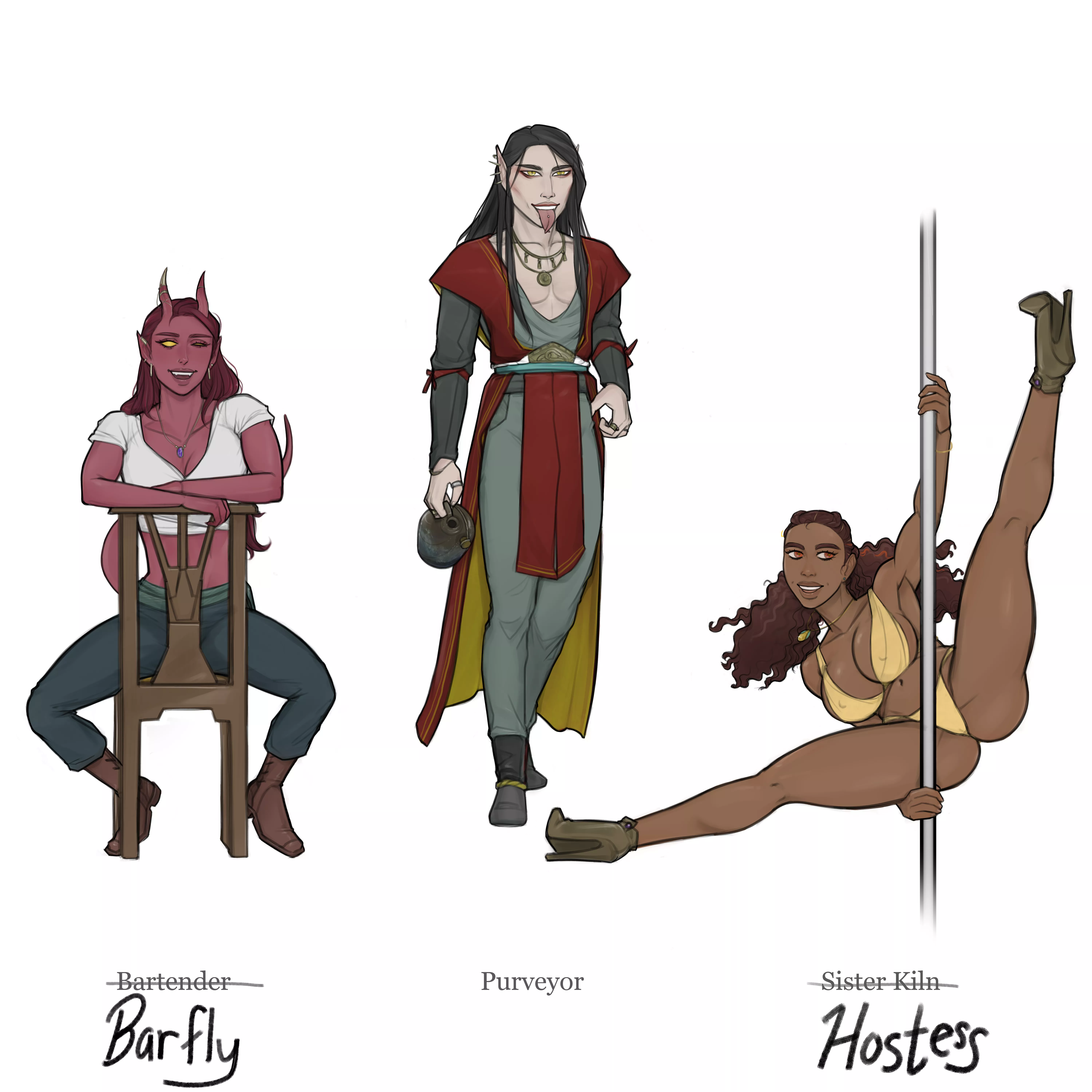 DnD OCs in shameless hostess bar AU (3 of 3) posted by Kyshee