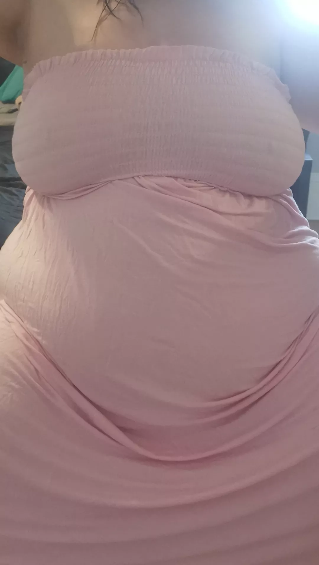 I love how soft and round my belly looks in this dress! How about you?  posted by ssbbw_kiki_belle