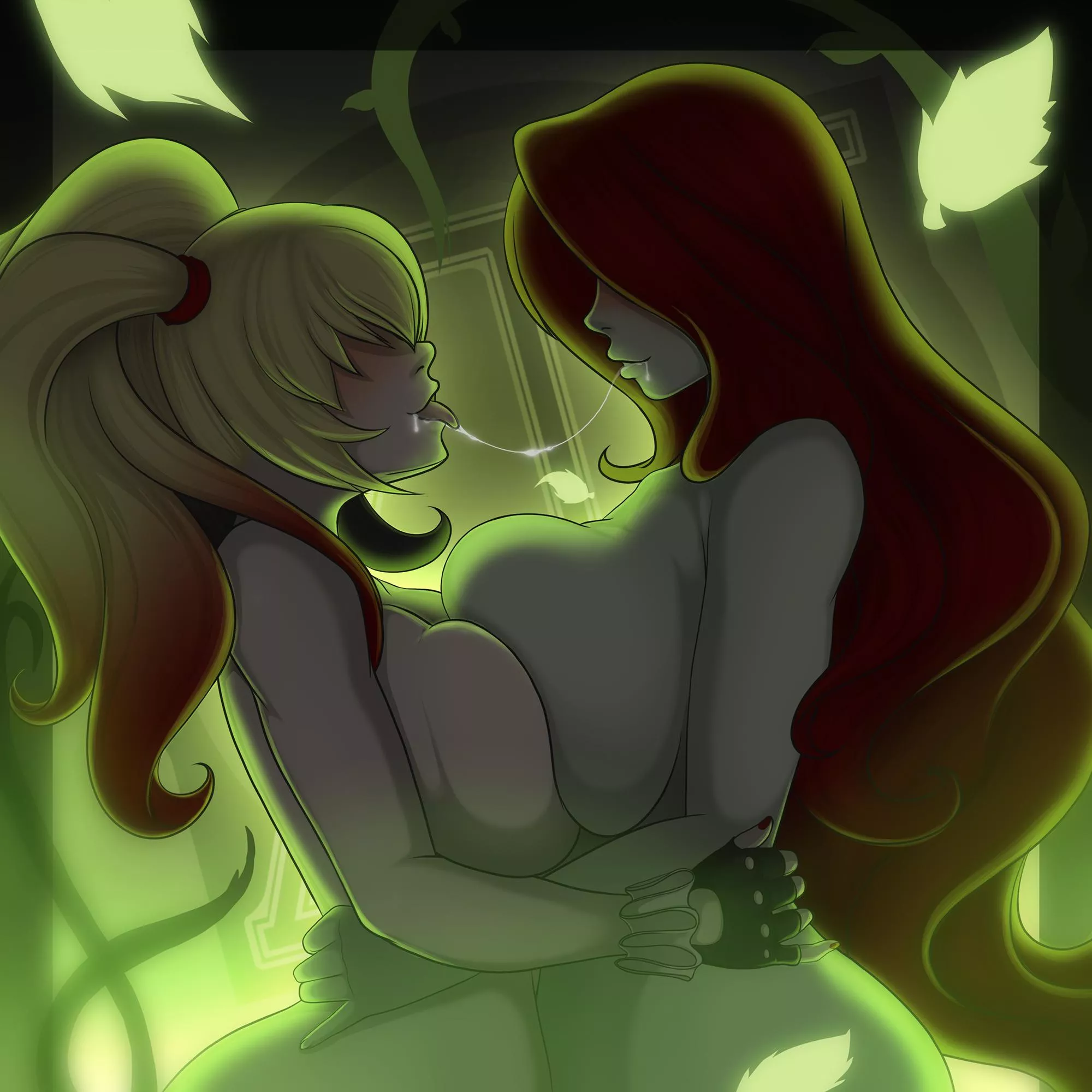 In the vines of love, Poison Ivy and Harley Quinn (Waifuholic) [DC Comics] posted by Kiwis4Life