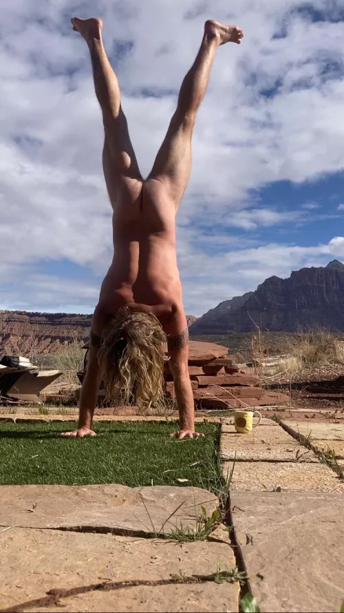 Morning yoga Zion national park  by Dirtydesertcowboy