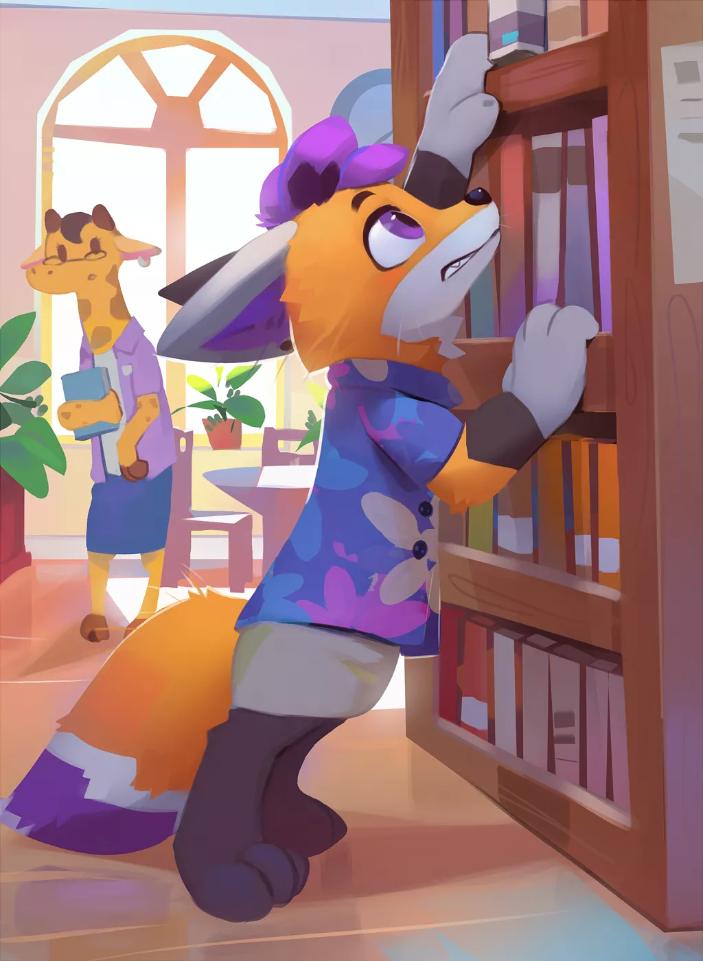 Why do they always put the coolest books up on the top shelf? [EloDoArt] posted by ScrambleFox