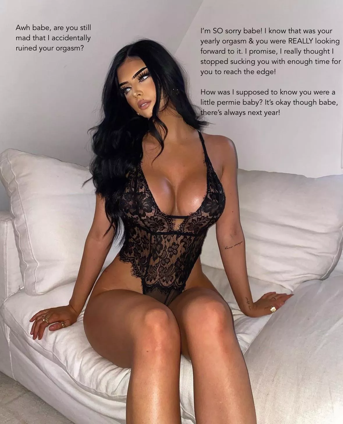 Awh babe, are you still mad that I accidentally ruined your orgasm? posted by captionpatreon